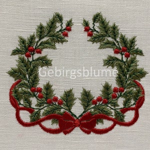 Christmas Wreath Embroidery Design Christmas Monogram  Instant Download Digital File Machine Embroidery design for hoop 4*4