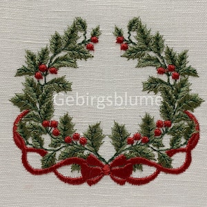 Christmas Wreath Embroidery Design Christmas Monogram  Instant Download Digital File Machine Embroidery design for hoop 4*4