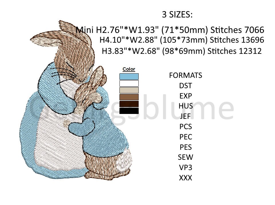 Bunny Embroidery Design Peter Rabbit Embroidery Mothers Day - Etsy UK