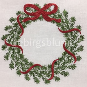 Christmas Wreath Embroidery Design Christmas Monogram  Instant Download Digital File Machine Embroidery design Size H5.9in and H6.64in