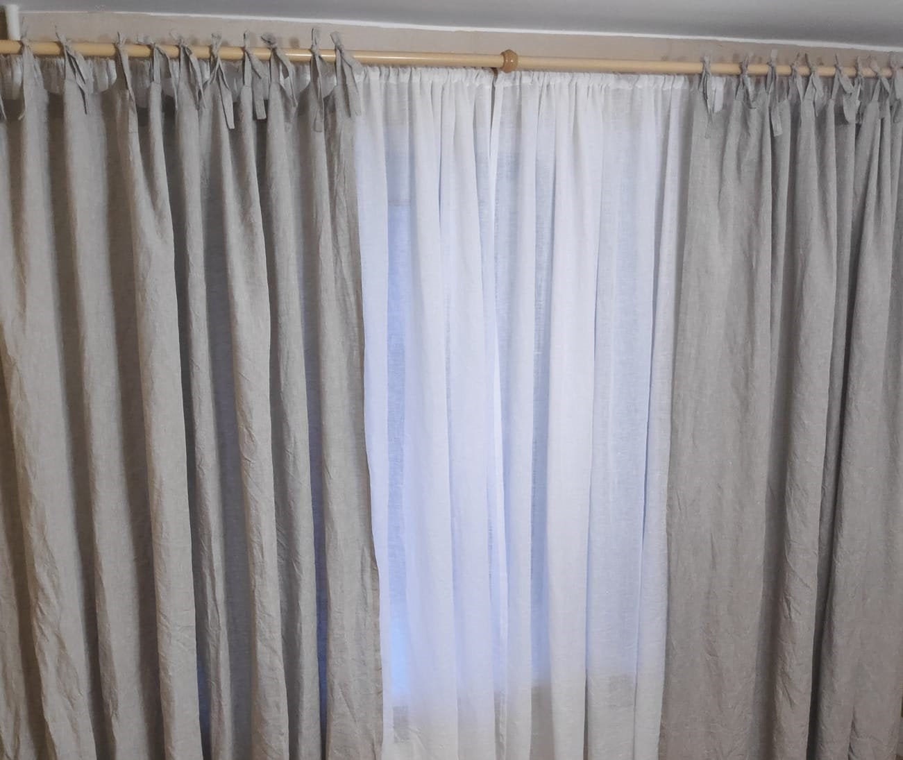 leinen vorhang panel vorhänge mit krawatten schlafzimmer