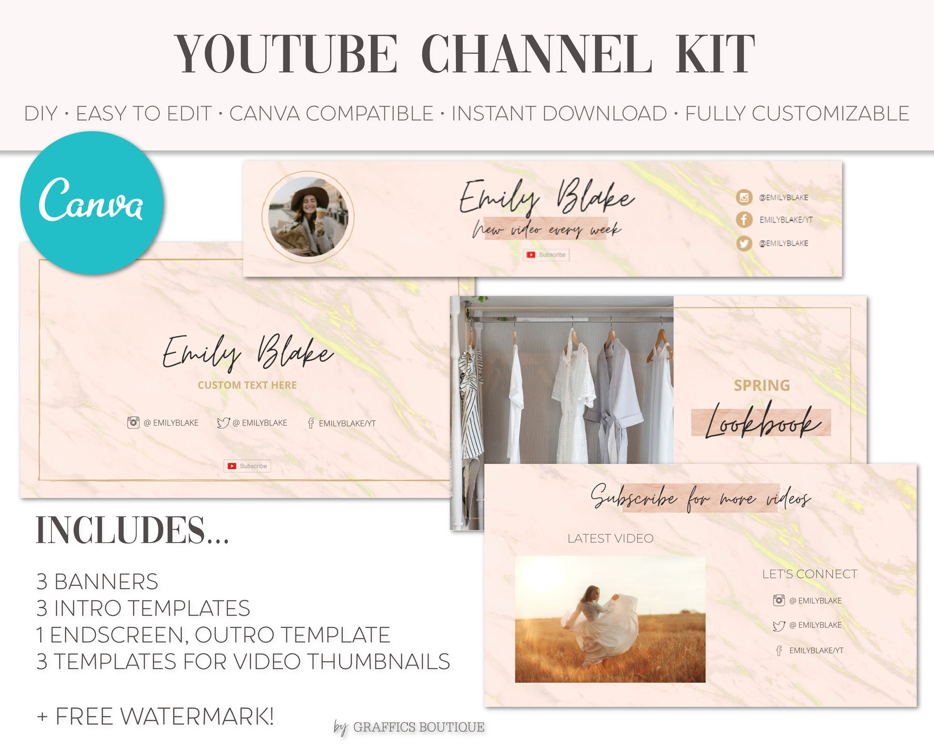 Free and customizable  channel art templates