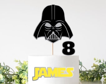 Handmade STAR WARS 8-15 set logo Darth Vader cake topper edible decoration 