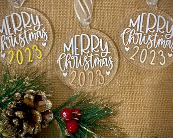 Merry Christmas Ornaments - Clear Acrylic Christmas Tree Decoration Gift - Christmas Tree Ornaments