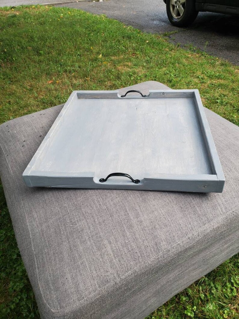 Grey Rustic Ottoman Tray 23 x 23 free shipping Etsy