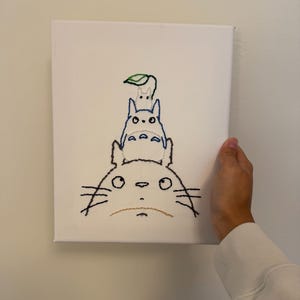 Embroidered Totoro Stack on Canvas