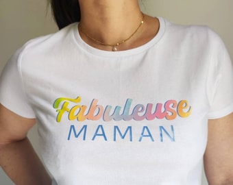 T-Shirt femme blanc "Fabuleuse " à personnaliser-idée cadeau-tee-shirt coton pour femme-