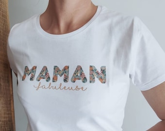 T-Shirt blanc imprimé tropical  pour Nounou, Maman, Mamie...