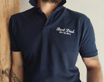 Embroidered “Best Dad” polo shirt to personalize