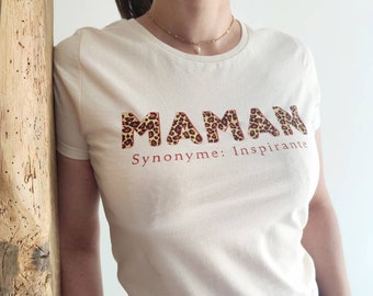 T-Shirt écru imprimé léopard  pour maman