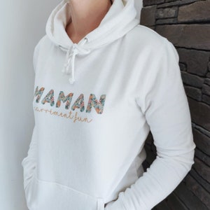 White hooded sweatshirt, Tropical print for Nanny, Mom, Grandma... image 1