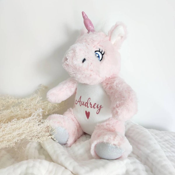 Peluche Licorne personnalisée-idée cadeau petite fille-cadeau bébé-idée cadeau