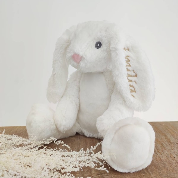 Doudou lapin brodé pour bébé