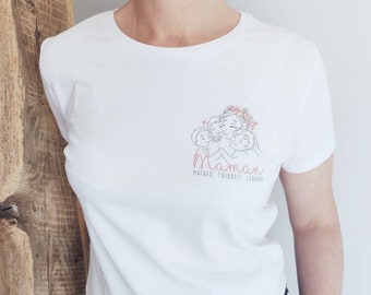 T-Shirt blanc Maman et enfants à personnaliser  pour la fête des mères