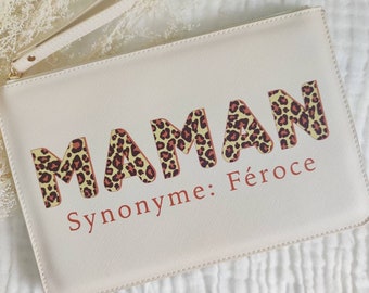 Faux leather pouch to personalize for mom