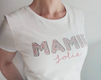 T-Shirt blanc Liberty Rose à personnaliser pour Mamie