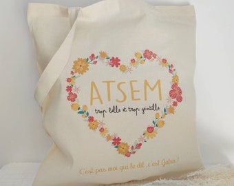 Sac Tote Bag   coeur personnalisé pour cadeau nounou