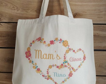 Tote bag , type cabas personnalisé pour la fête des mamans