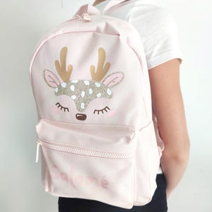 Petit Sac à dos motif Faon personnalisé   pour l'école ou le week-end