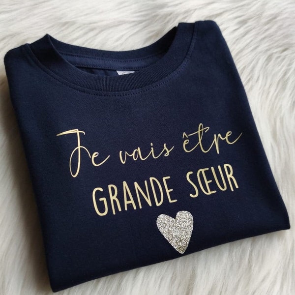 T-Shirt enfant Je vais être grande soeur/ Grand frère pour annonce grossesse