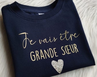 T-Shirt enfant Je vais être grande soeur/ Grand frère pour annonce grossesse