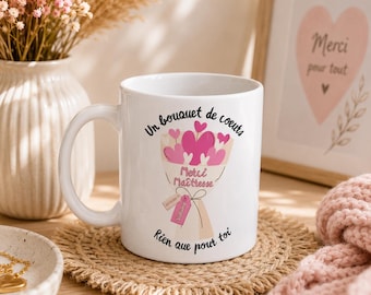 Personalized "Bouquet of Hearts" Mug – Gift for teacher / nanny / teaching assistant
