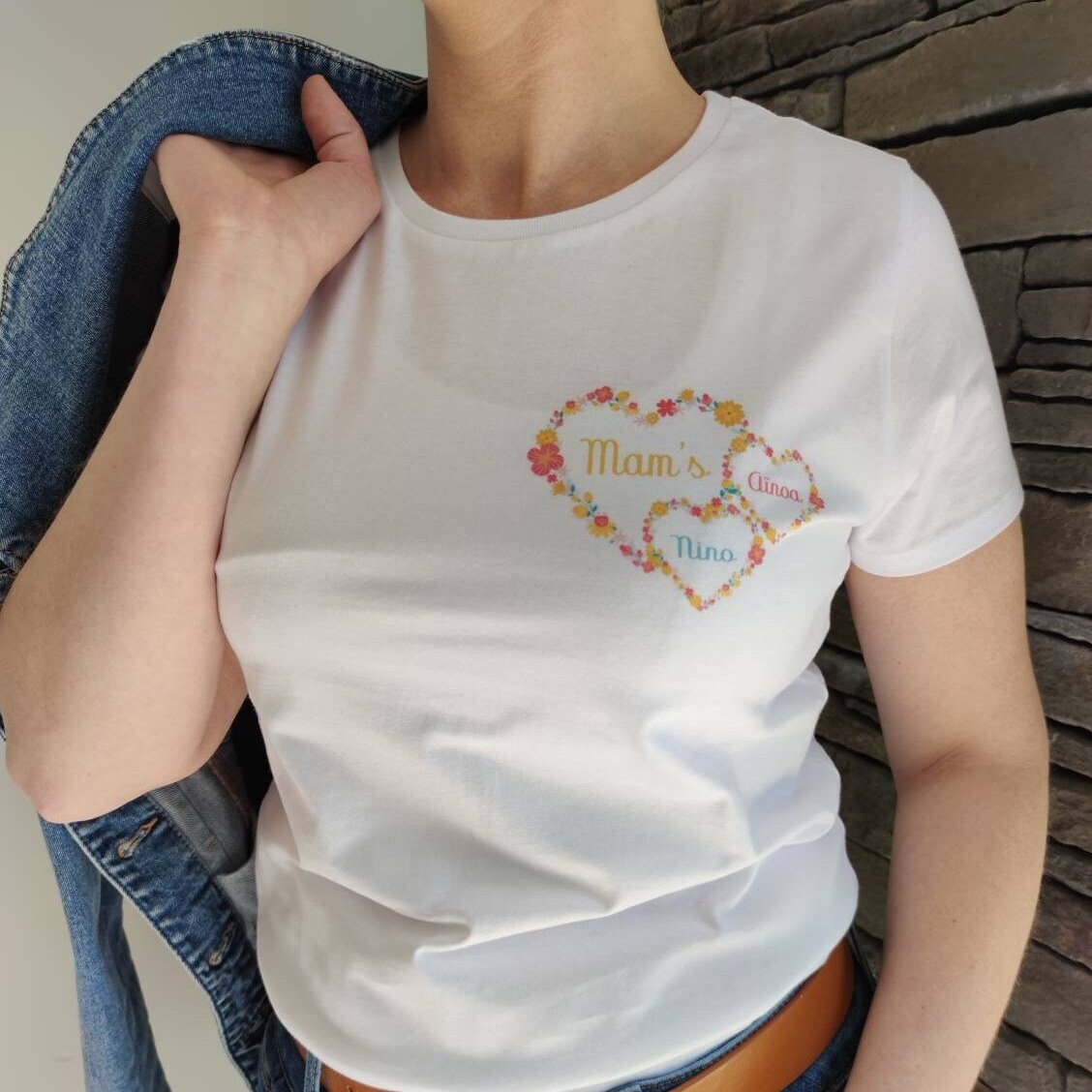 Personalized Floral Heart T-shirt for Mom - Etsy