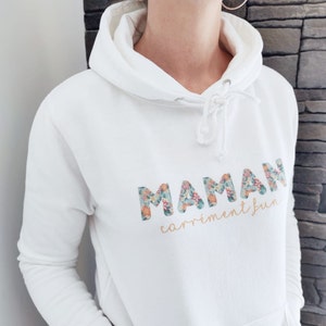 White hooded sweatshirt, Tropical print for Nanny, Mom, Grandma... image 4