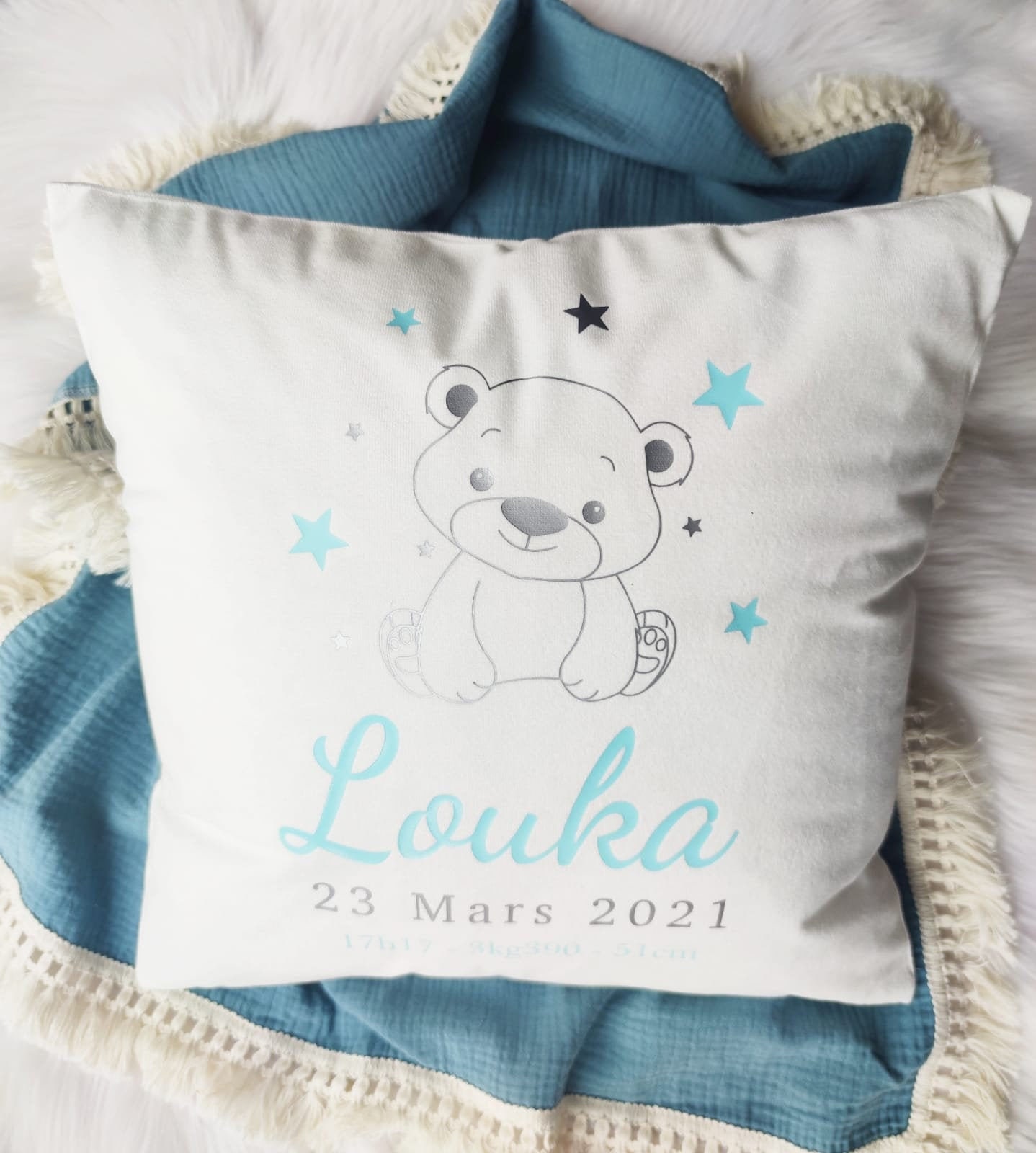 Coussin de Naissance Décoratif Pour Cadeau Naissance