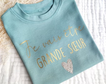 T-Shirt  pour bébé  Je vais être grande soeur / Grand frère pour annoncer une grossesse