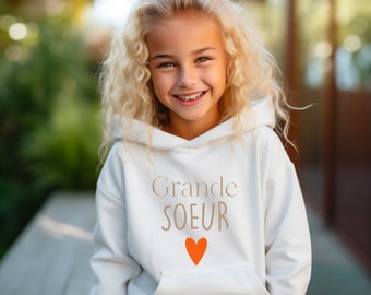 Sweat Grande Soeur ou Grand Frère pour enfant à personnaliser pour annoncer une grossesse