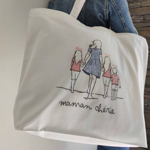 Tote Bag blanc à personnaliser avec maman et enfant image 2