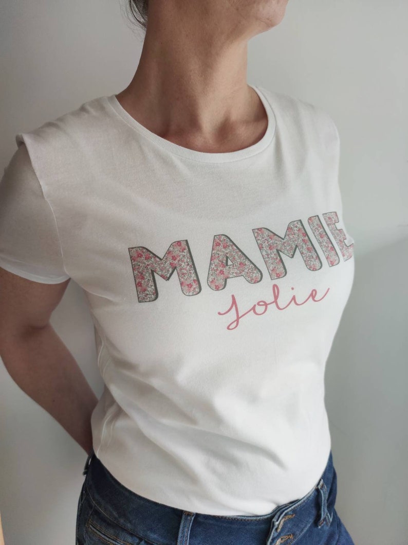 T-Shirt blanc Liberty Rose à personnaliser pour Mamie image 3