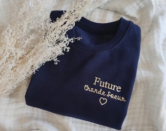 Sweat  enfant  brodé Future grande soeur ou grand frère