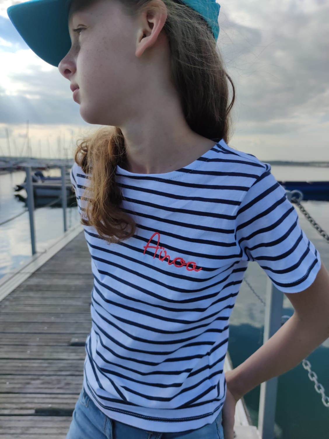 Customizable embroidered sailor T-shirt for children Children's sailor  T-shirt Children's swimsuit Gift idea