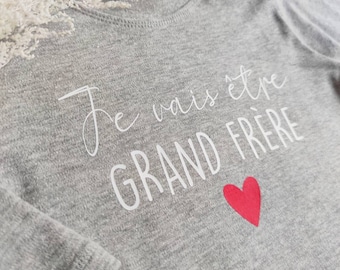 T-Shirt Manches longues Je vais être grande frère / Grande soeur pour annoncer une grossesse