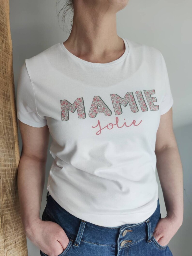 T-Shirt blanc Liberty Rose à personnaliser pour Mamie image 2