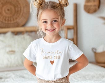 T-Shirt enfant Je vais être grande soeur/ Grand frère pour annonce grossesse