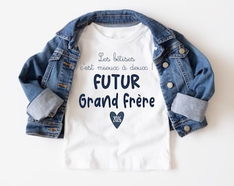 T-Shirt enfant Futur grand frère ou grande soeur pour annoncer une grossesse