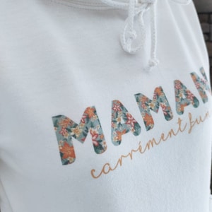 White hooded sweatshirt, Tropical print for Nanny, Mom, Grandma... image 3