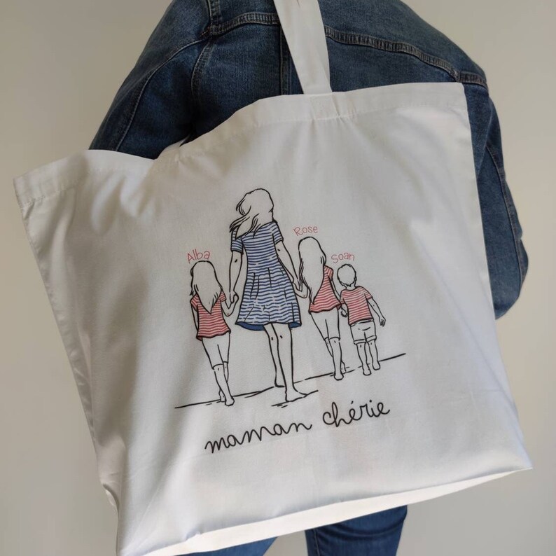 Tote Bag blanc à personnaliser avec maman et enfant image 4