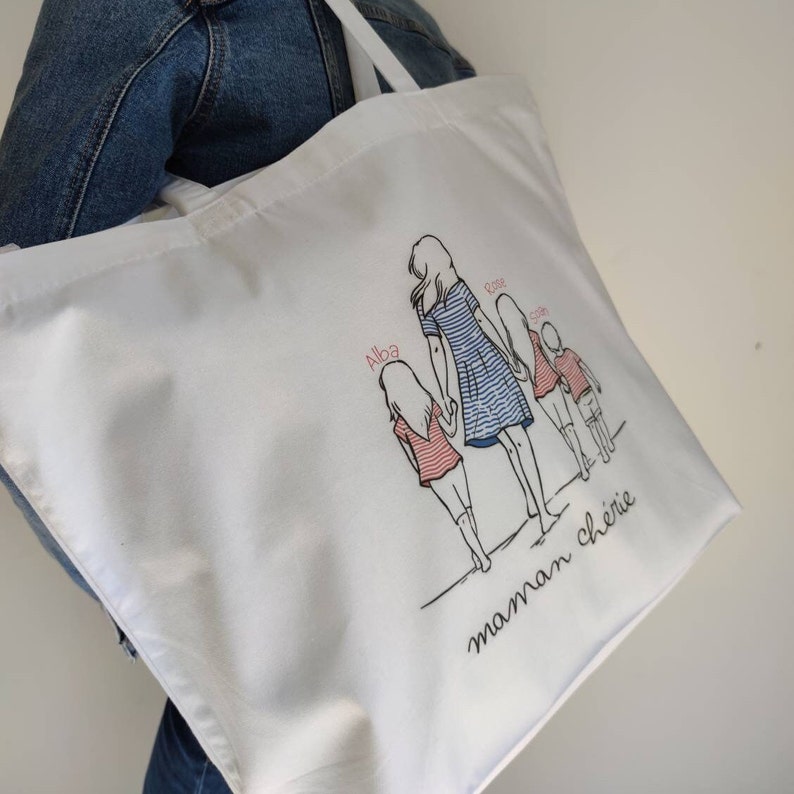 Tote Bag blanc à personnaliser avec maman et enfant image 5