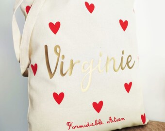 Tote Bag Coeur à personnaliser Nounou