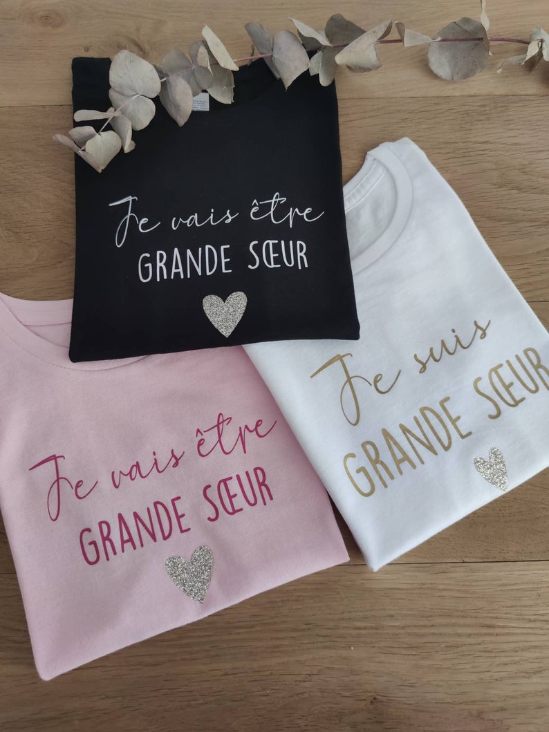 T-Shirt enfant Je vais être grande soeur - Créatrice ETSY : Lescreationsdelyllou 