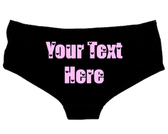 Custom Panties Any Text Love Letters Text & Camisole Set - Personalised With Your Words - Custom thong - Print Booty Shorts - 106