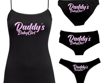 Daddy's Babygirl Set Knickers Vest Cami Thong Shorts - DDLG Naughty Submissive Sub Kinky Sexy - Daddy Panties - Daddy’s girl
