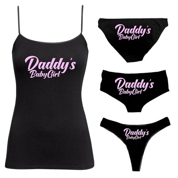 Daddy's Babygirl Set Knickers Vest Cami Thong Shorts - DDLG Naughty Submissive Sub Kinky Sexy - Daddy Panties - Daddy’s girl