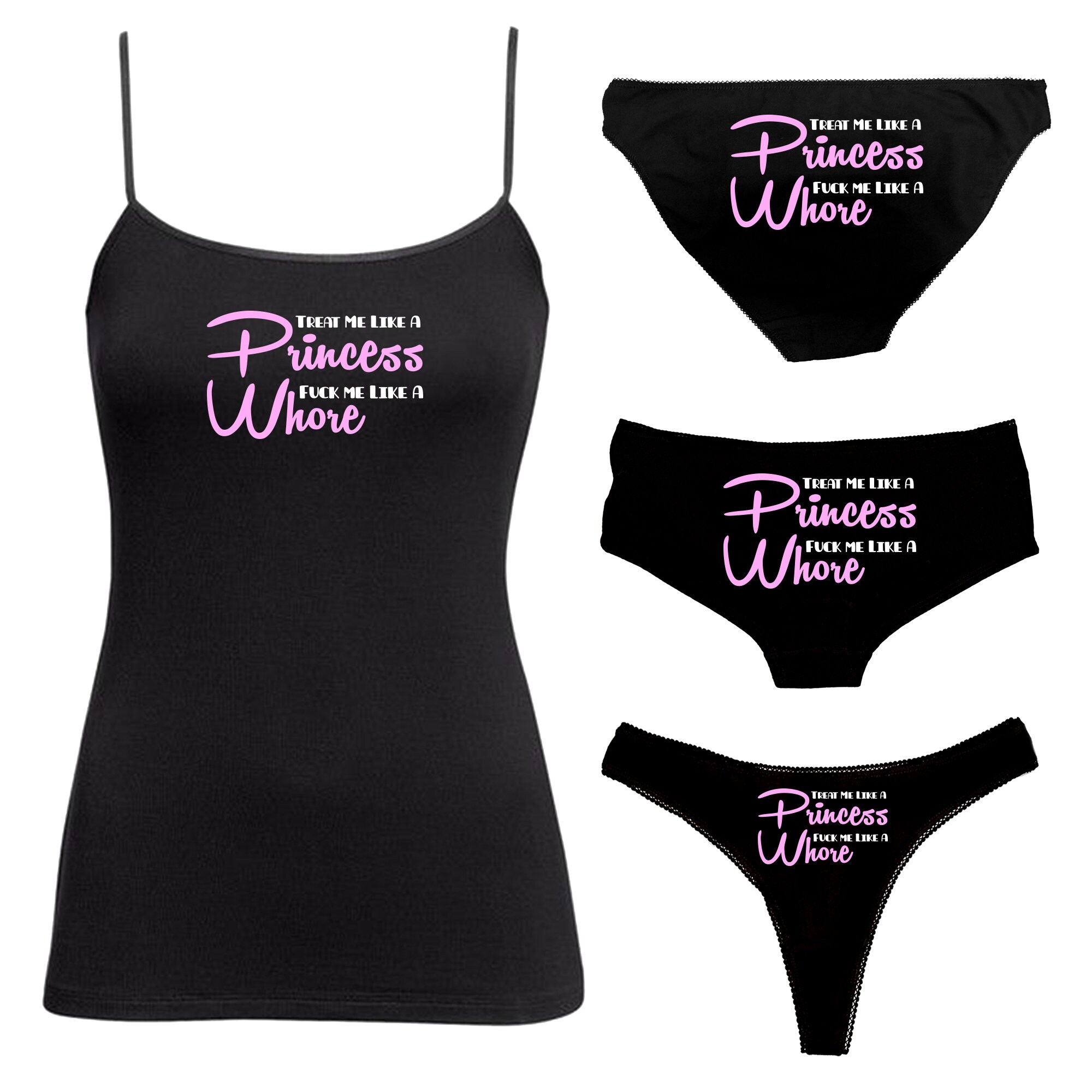 Treat Me Like A Princess Panties Fuck Me Like A Whore Vest Etsy