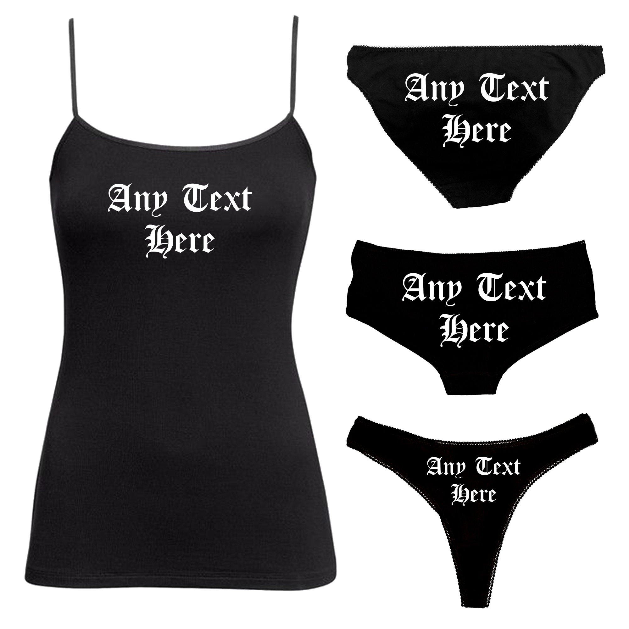 Custom Printed Panties Knickers & Camisole Set Personalised With Your Words Custom  Underwear Thong Booty Shorts 183 EA -  Canada