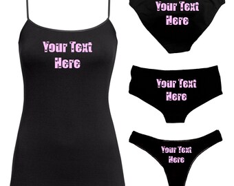 Any Text Love Letters Custom Booty Shorts & Camisole Set - Personalised With Your Words - Custom thong - Print Booty Shorts - 106BS